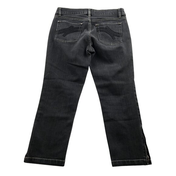 White House Black Market Womens Noir Jeans Size 2 Straight Leg Ankle Zip Denim - Picture 2 of 16